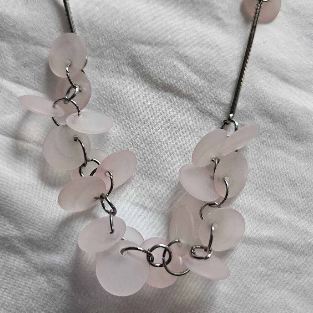 3/$25 long necklace silver and pink